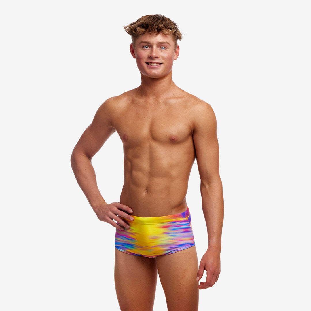 Funky Trunks Boys Sidewinder Trunks - Darkinjung Sunset | Durable Boys Swimwear