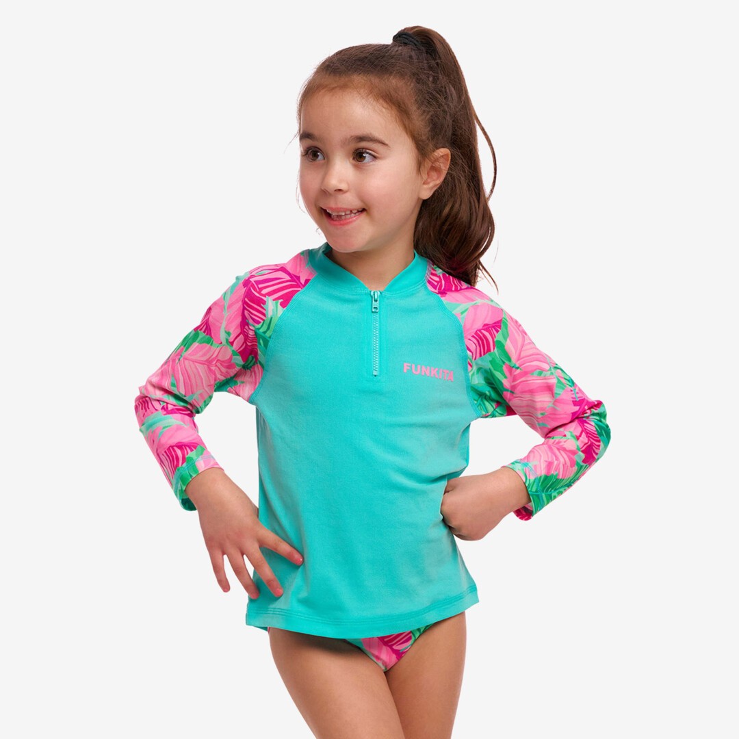 Funkita Toddler Girls Zippy Rash Vest Tropic Palm | Swimwear Shack