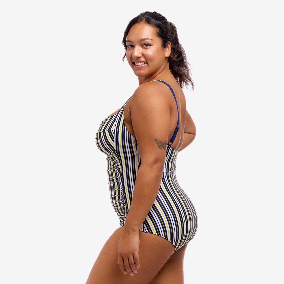 Funkita Ladies Ruched One Piece Admiralty Stripe | Swimwear Shack