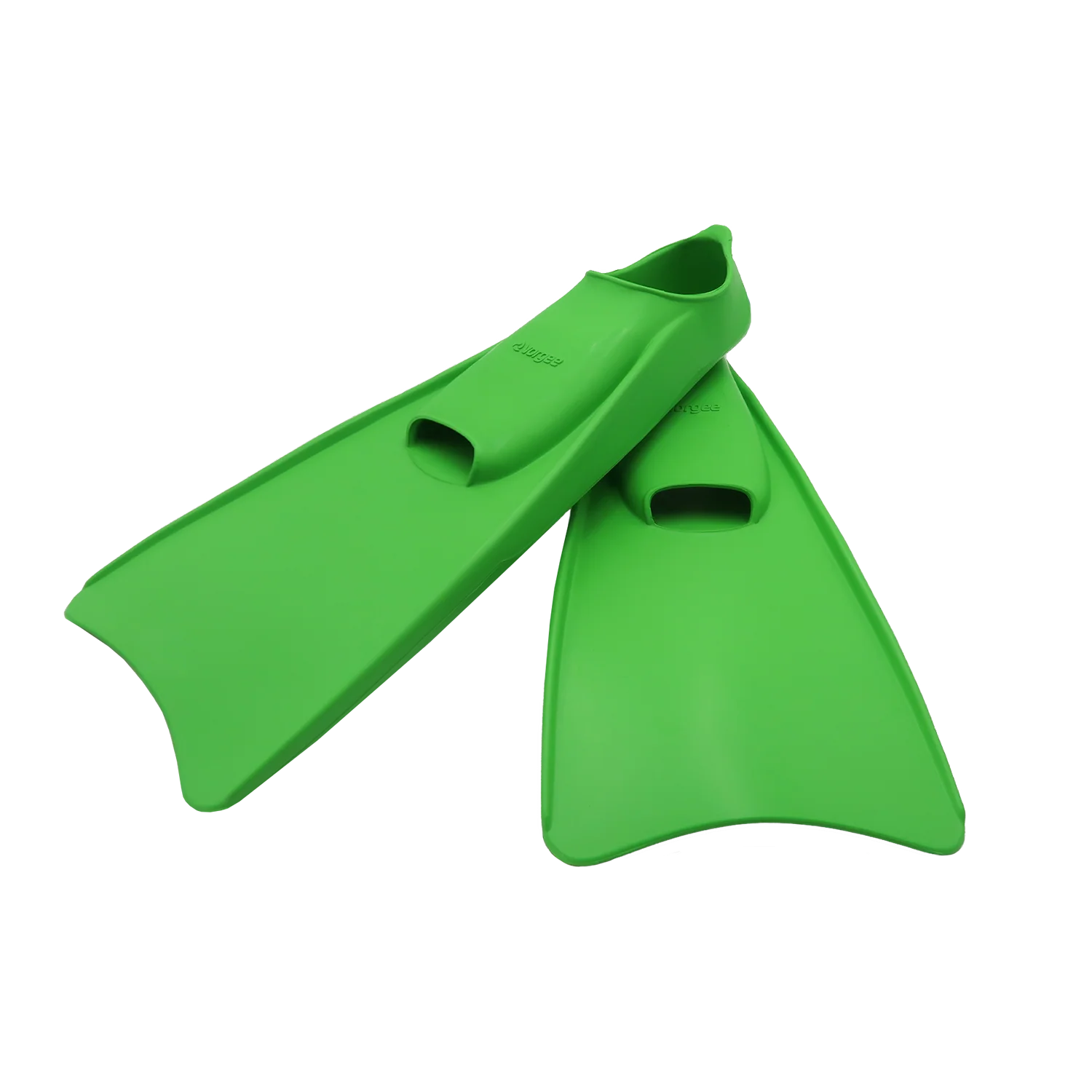 Green swim fins on a white background