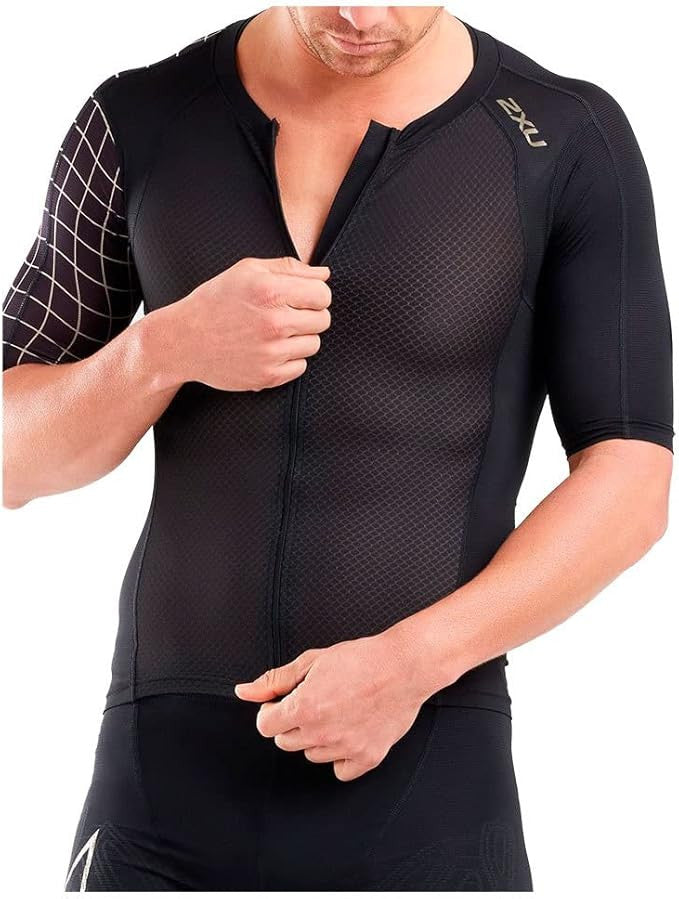 2XU Men's Comp Sleeved Tri Top – Black/Gold | Swimwear Shack