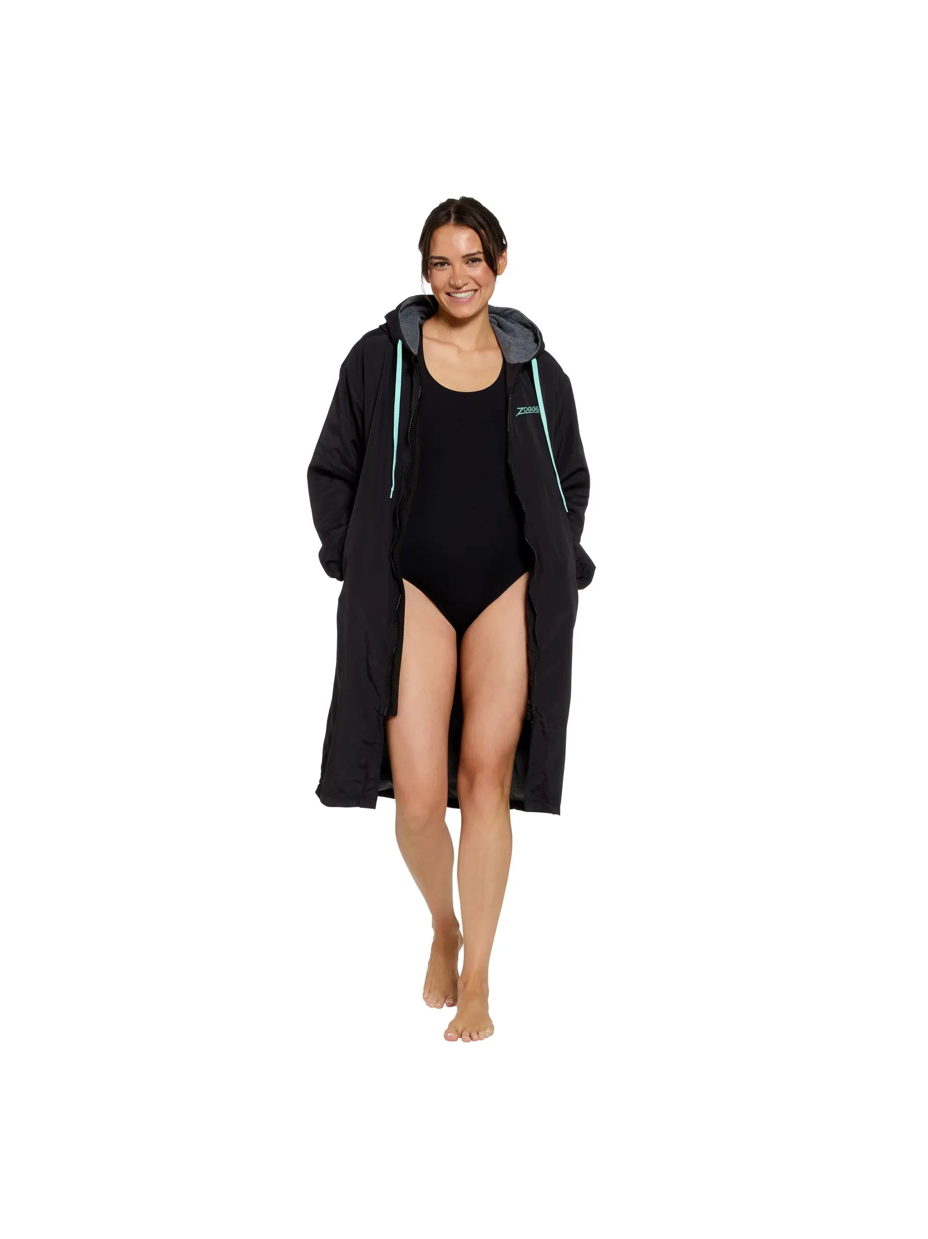 Zoggs Pool Parka Black — Fleece-Lined Swim Parka | Swimwear Shack