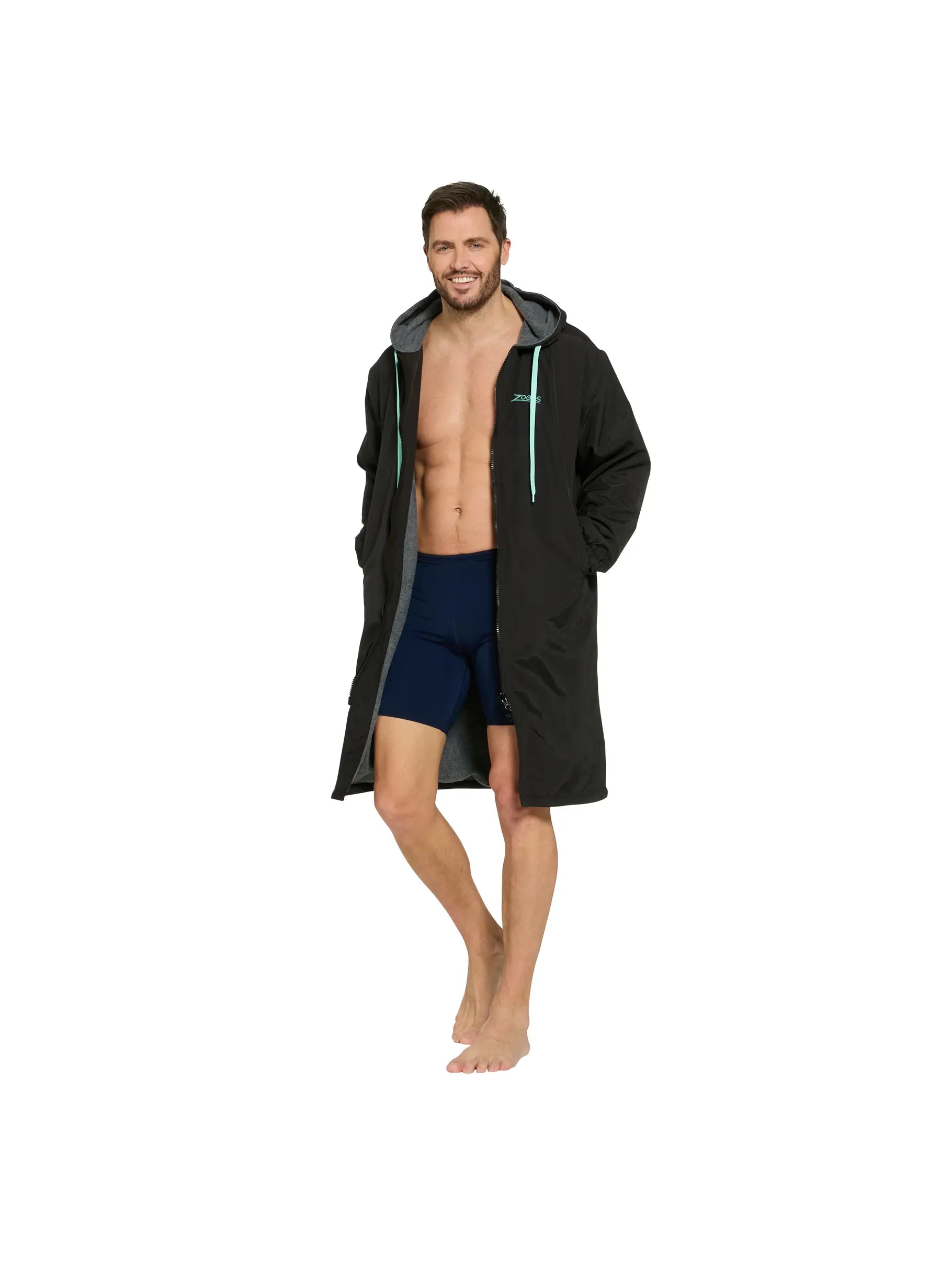 Zoggs Pool Parka Black — Fleece-Lined Swim Parka | Swimwear Shack