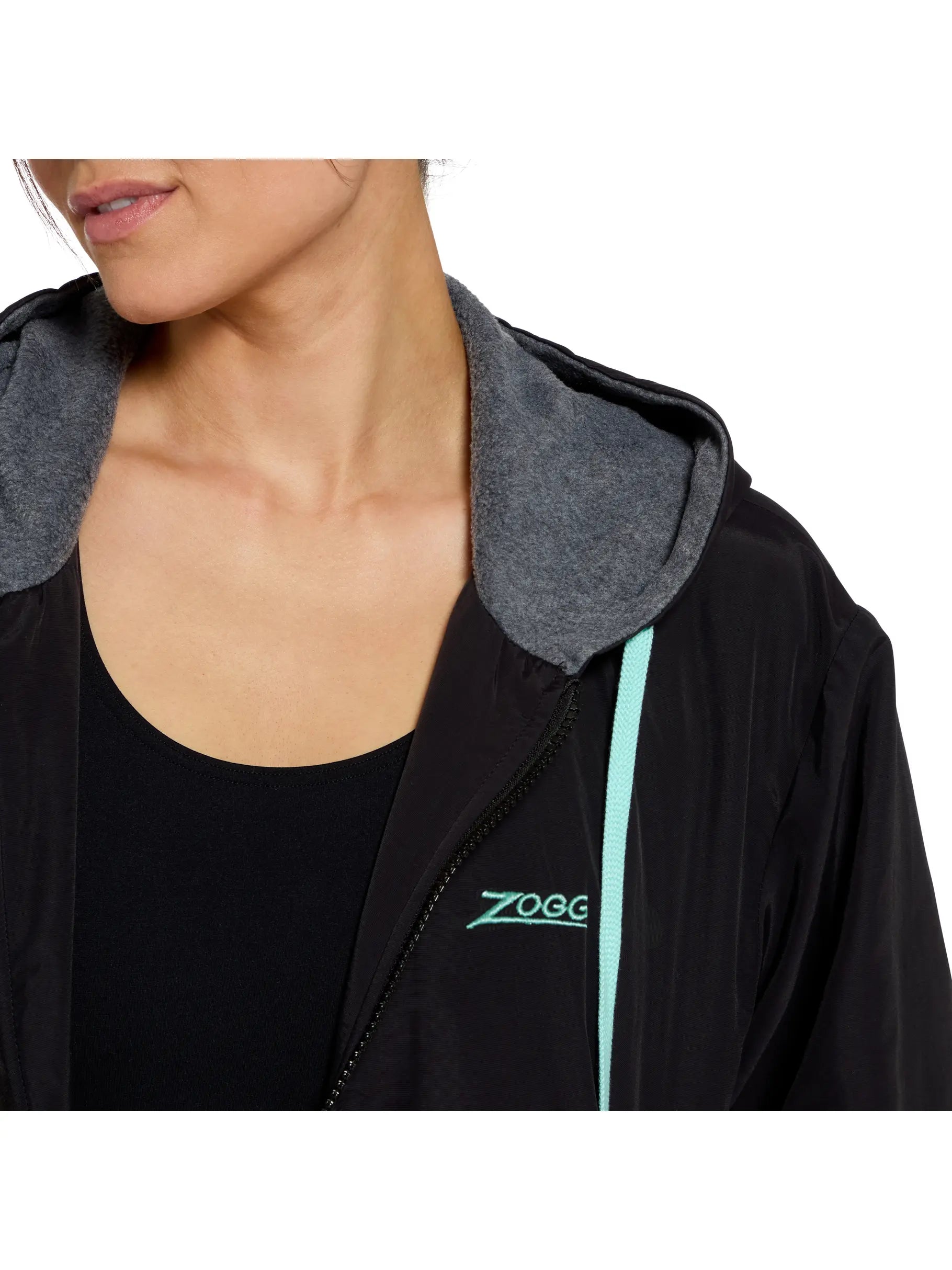 Zoggs Pool Parka Black — Fleece-Lined Swim Parka | Swimwear Shack