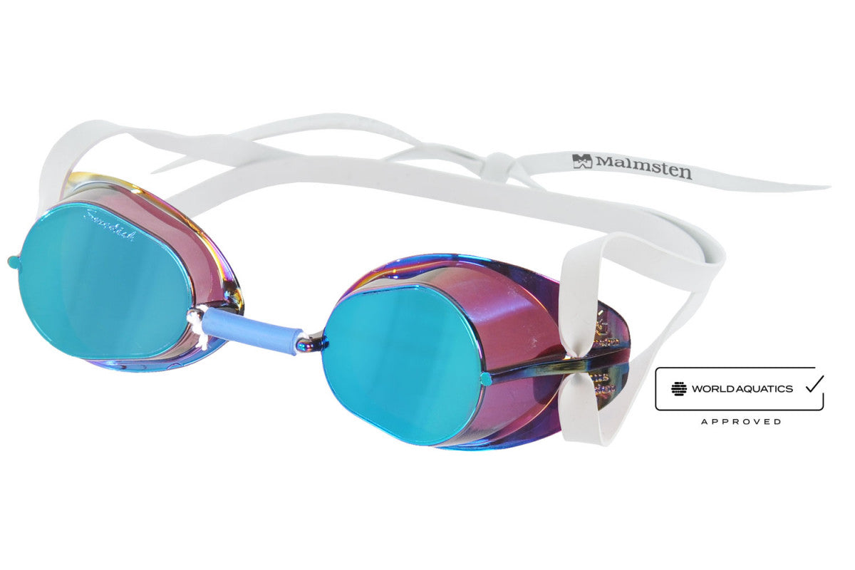 Malmsten Swedish Goggle Blue Oil Mirror | FINA Approved Swim Goggles | Swimwear Shack