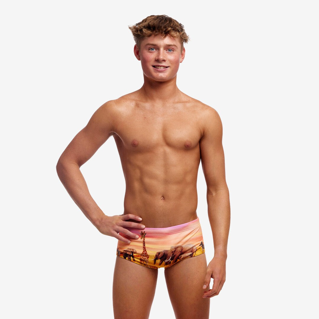Funky Trunks Boys Sidewinder Trunks - Circle of Life | Stylish & Durable Swimwear
