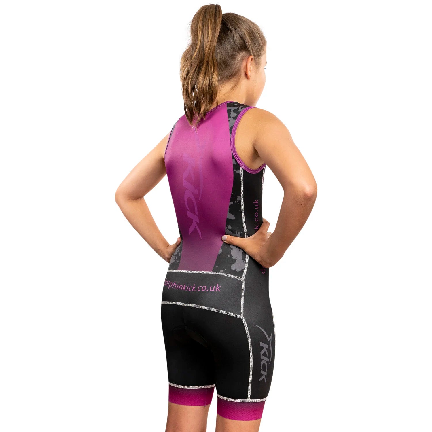 Dolphin Kick Team Tri Suit Front Zip Purple | Junior Triathlon Suit | Swimwear Shack