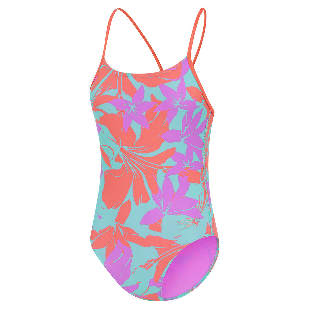 Speedo Girls Allover Lane Line Back One Piece - Kaluna Floral