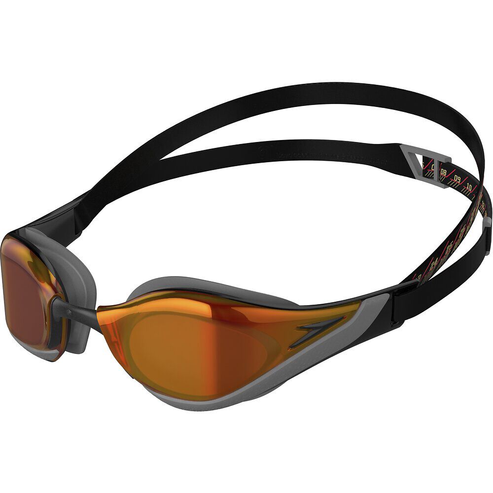 Speedo Fastskin Pure Focus Mirror Goggle – Black/Cool Grey/Fire Gold | Elite Racing Goggles – Swimwear Shack