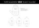 SOFpaddle V2.0 size guide with dimensions and DMC branding on a white background.