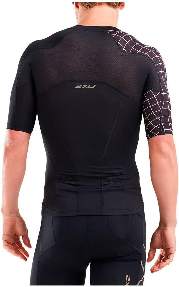 2XU Men's Comp Sleeved Tri Top – Black/Gold | Swimwear Shack