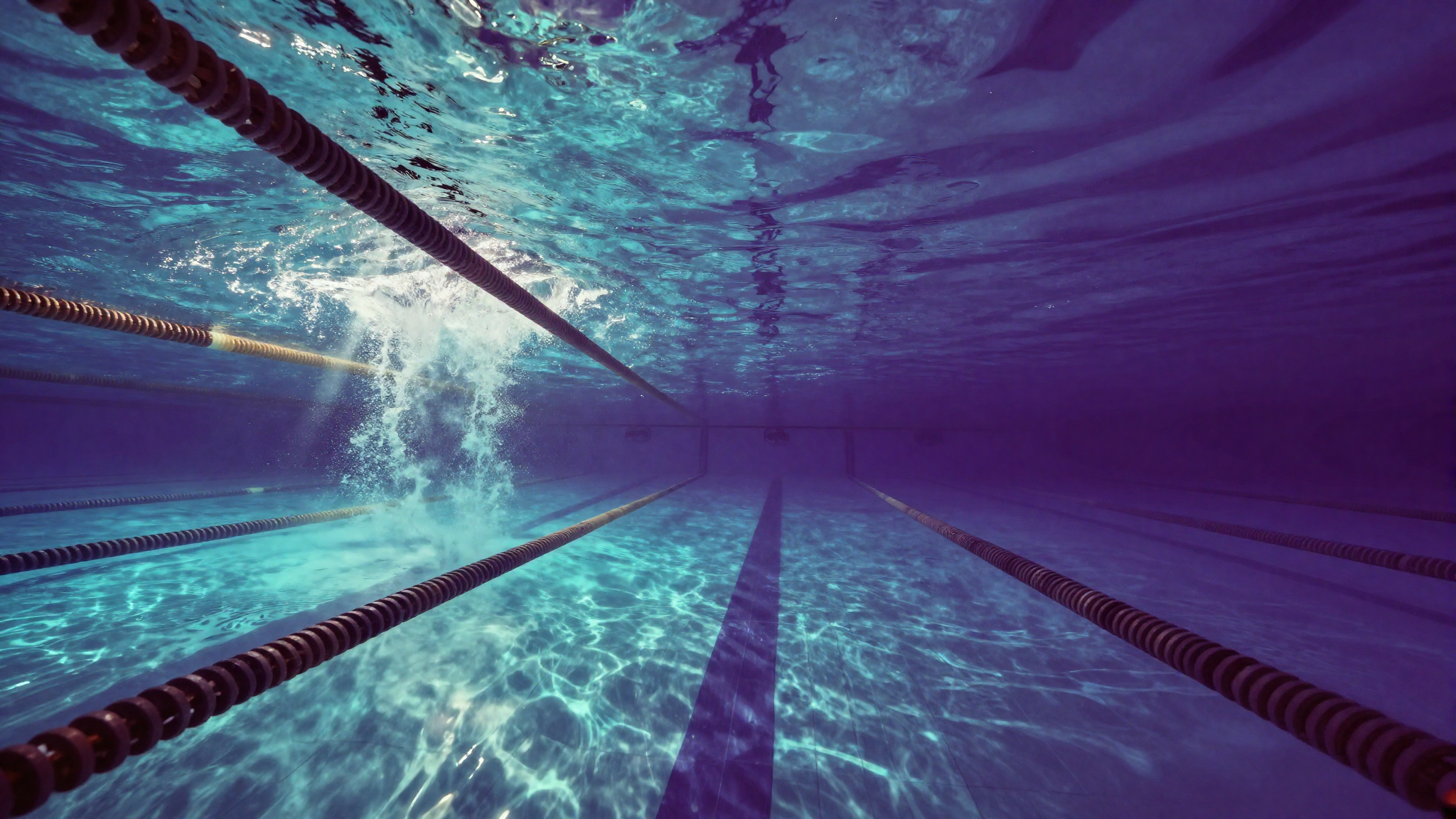 Glasgow 2026 Commonwealth Games swimming banner - underwater pool with lane ropes