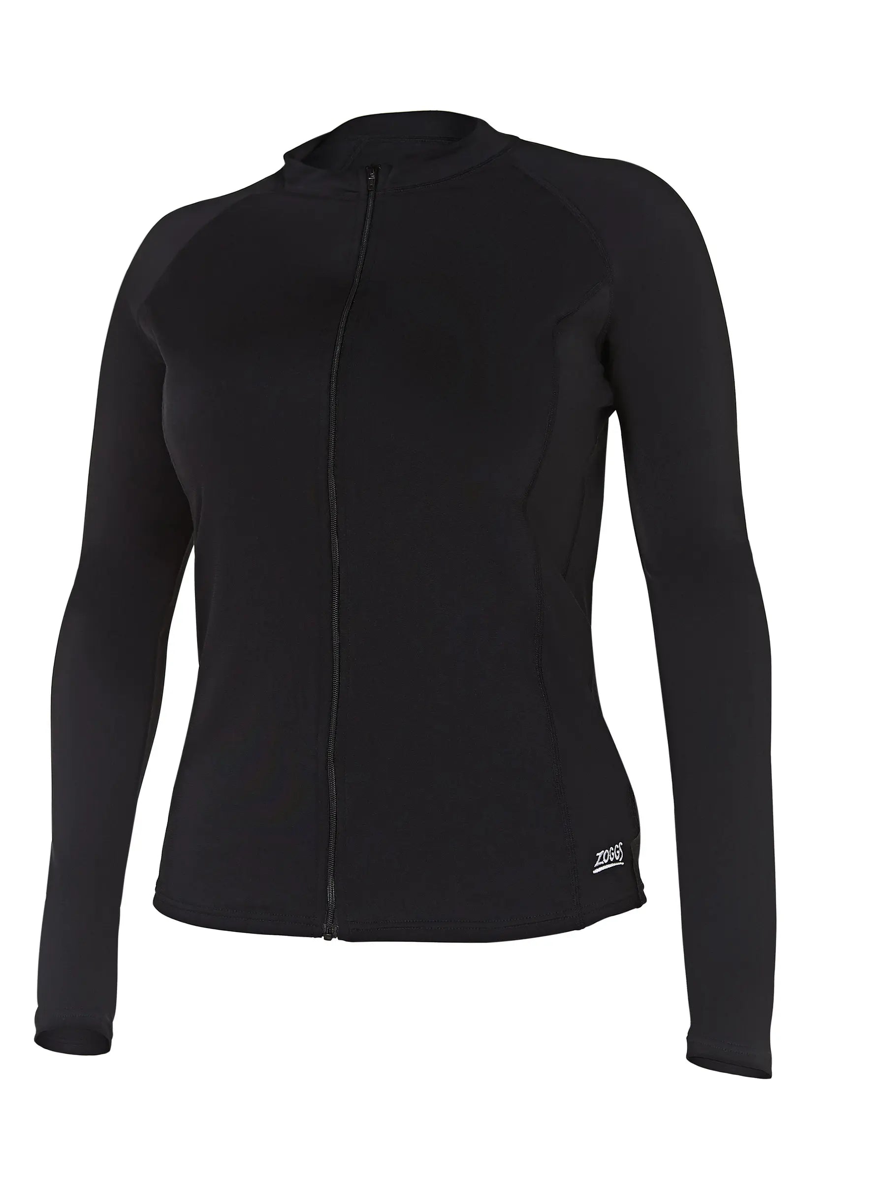 Womens Long Sleeve Zip Sun Top Black UPF50+ | Zoggs | Swimwear Shack