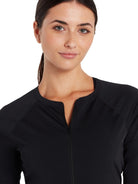 Womens Long Sleeve Zip Sun Top Black UPF50+ | Zoggs | Swimwear Shack