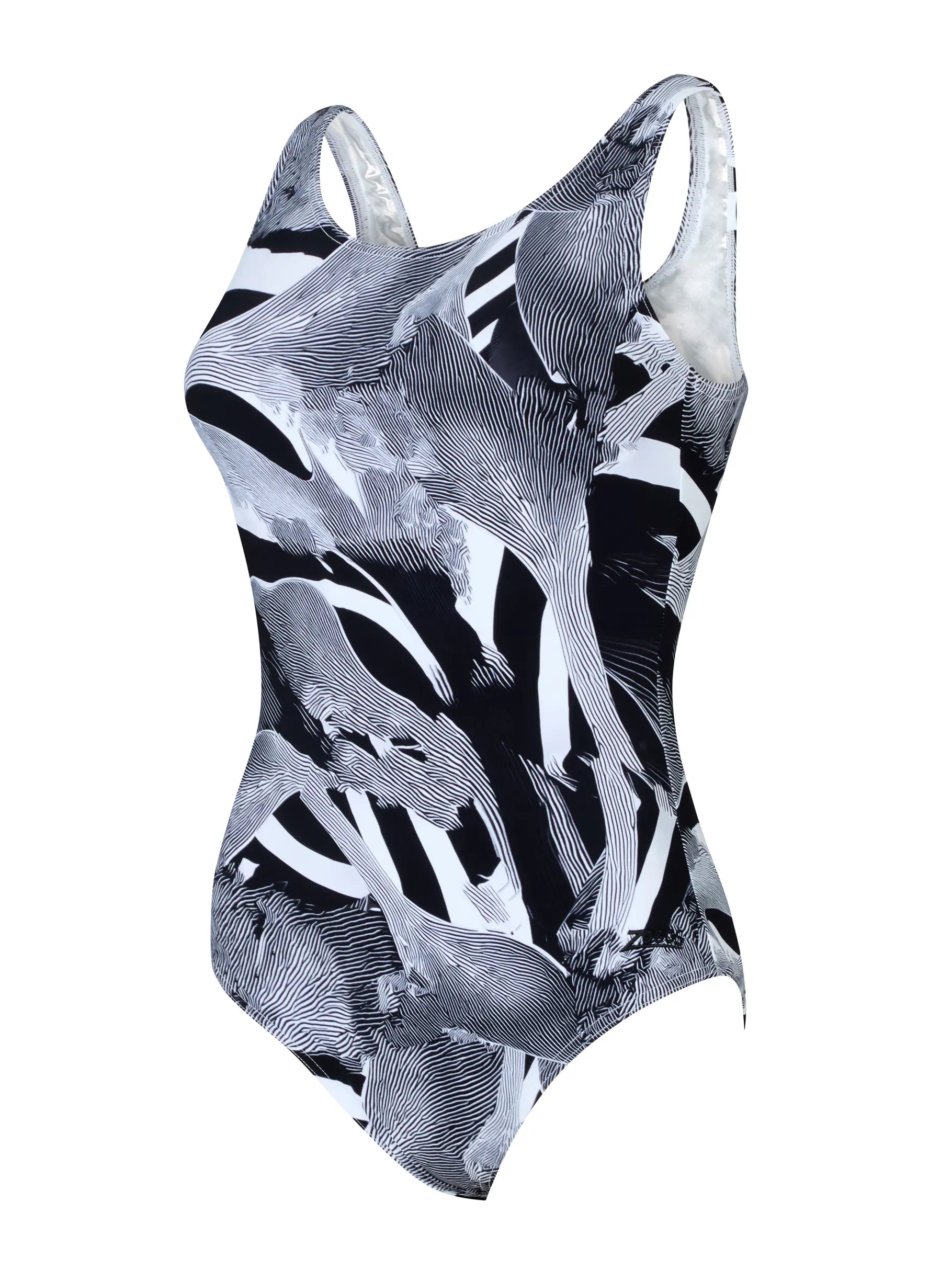 Zoggs Sea Skin Scoopback thermal swimsuit. Retains body heat 60% longer, recycled Ecofeel fabric, UPF protection