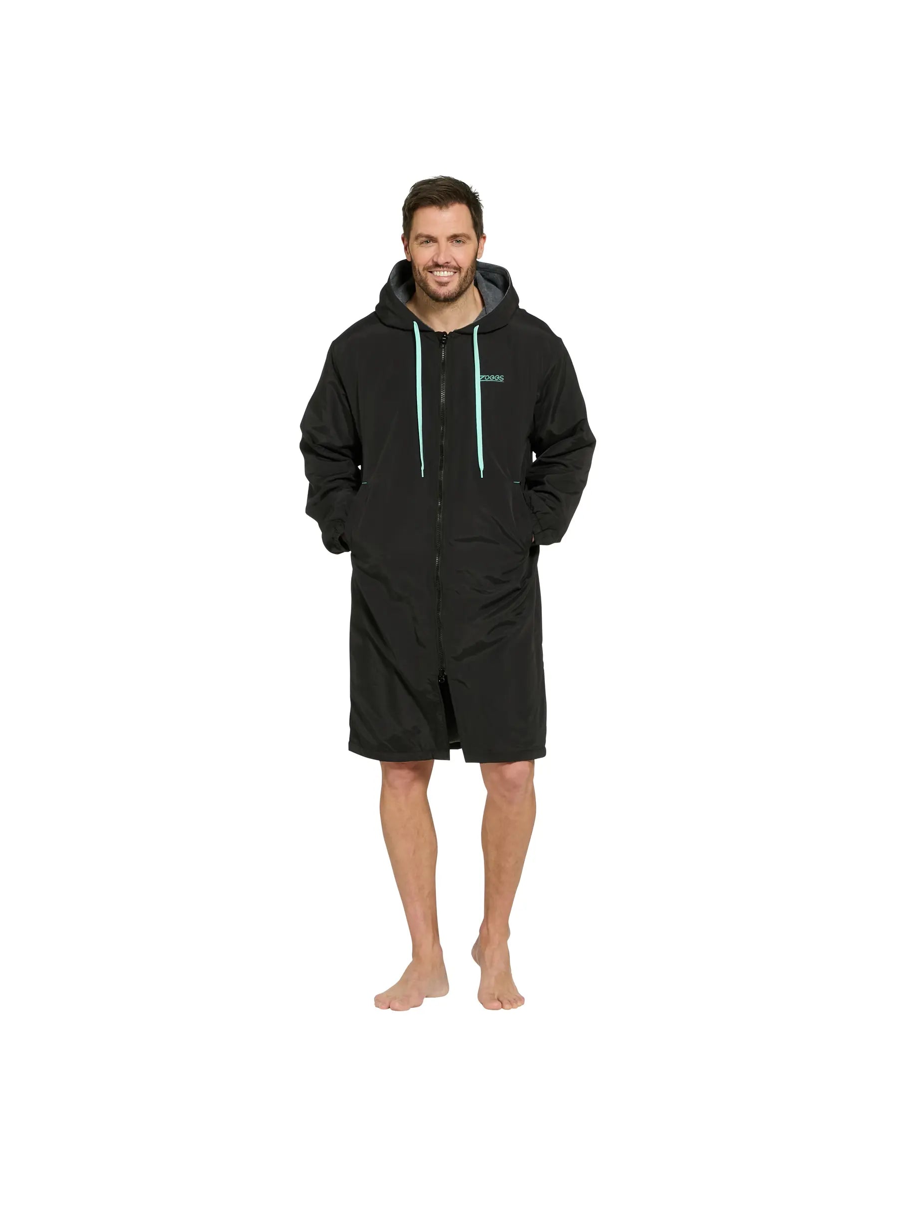 Zoggs Pool Parka Black — Fleece-Lined Swim Parka | Swimwear Shack