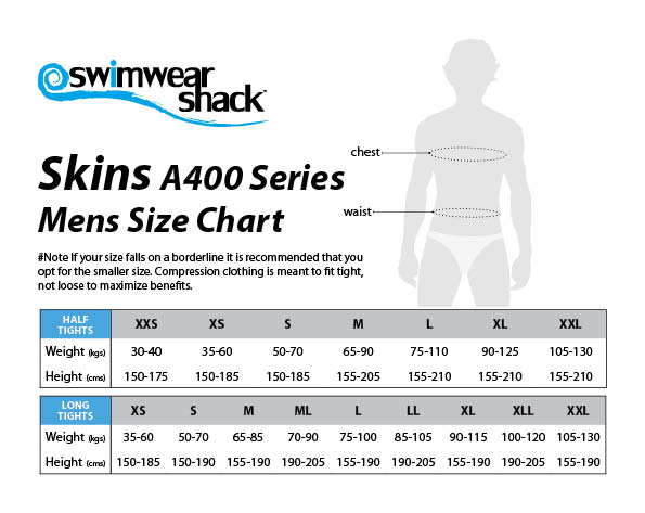 Skins A400 Size Chart